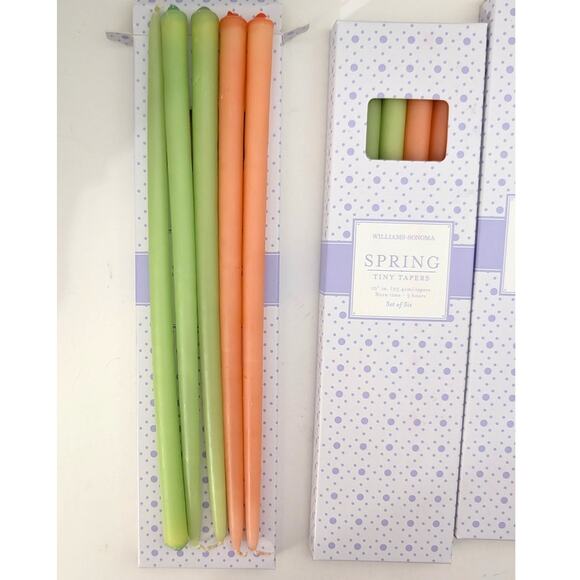 Lot of 4 Williams Sonoma Spring Easter 24 Tiny Taper Candles Orange Green 10" - Picture 4 of 11